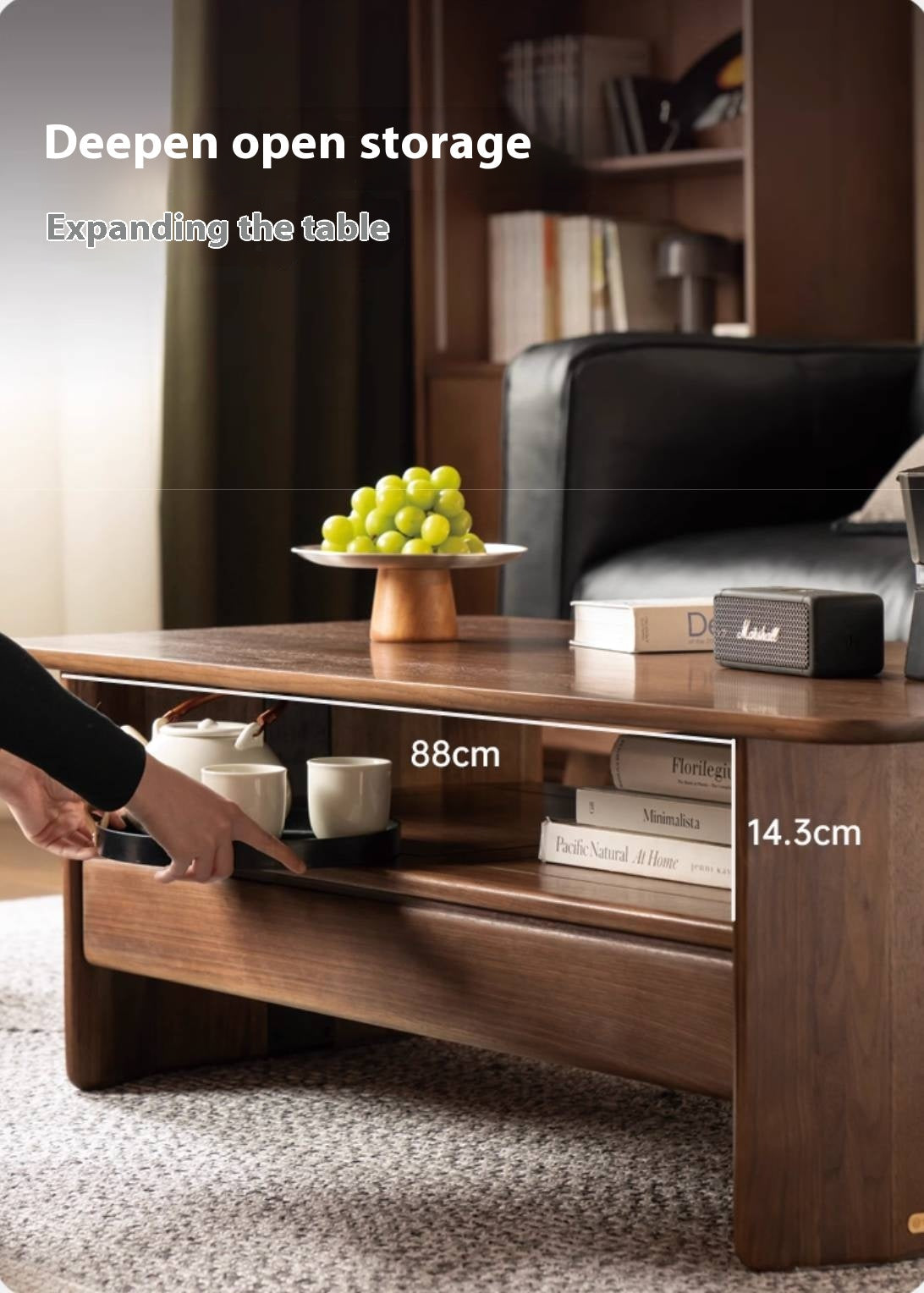 Black Walnut Solid Wood Rock Plate Coffee Table