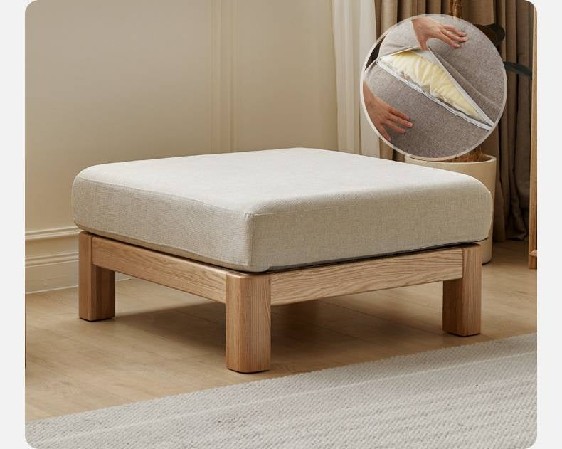 Ash, Oak, Black Walnut Solid Wood  Fabric Footstool-