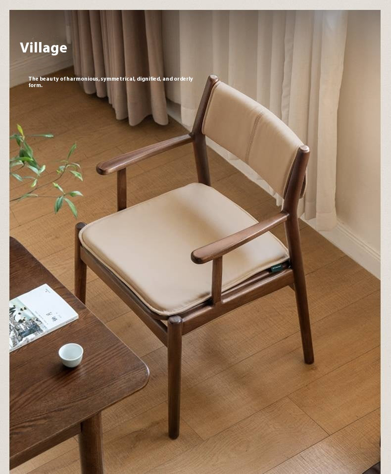 Golden Sandalwood Solid Wood Dining Soft Chair