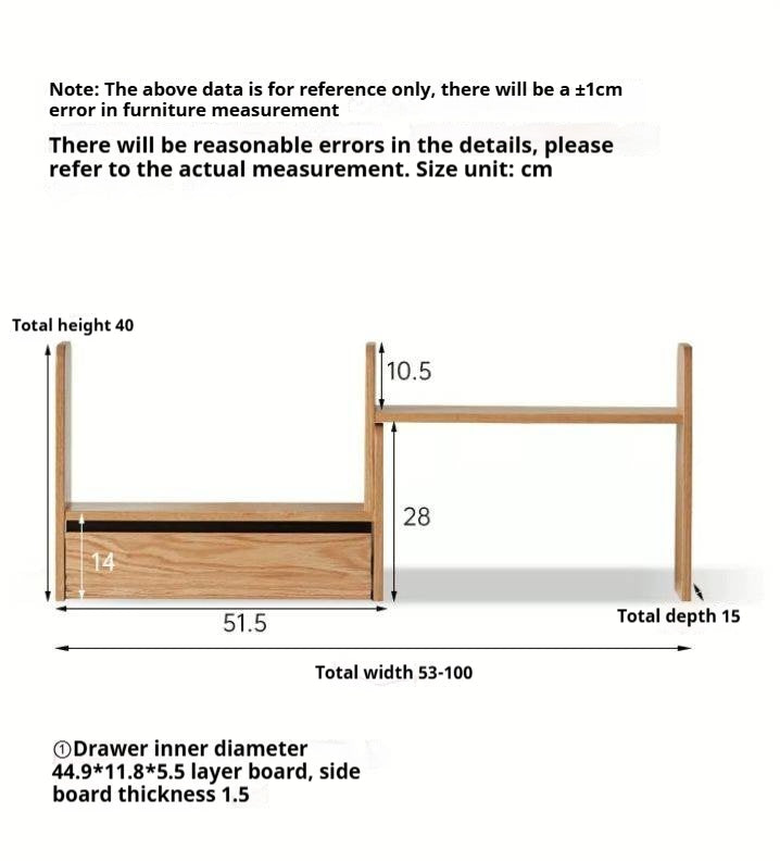 Oak Solid Wood Retractable Storage Desktop Shelf