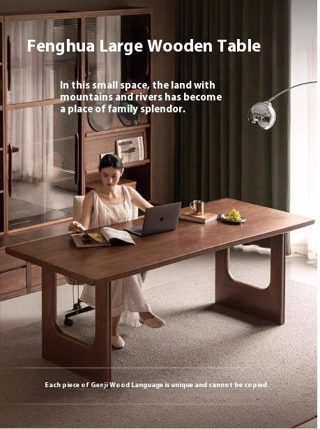 Black Walnut Solid Wood Wabi Sabi Style Large Board Dining Table