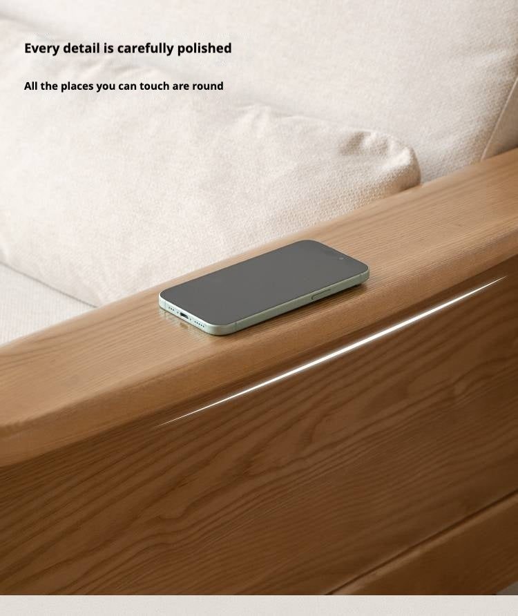 Ash Solid Wood Dual-purpose Fabric Sofa.