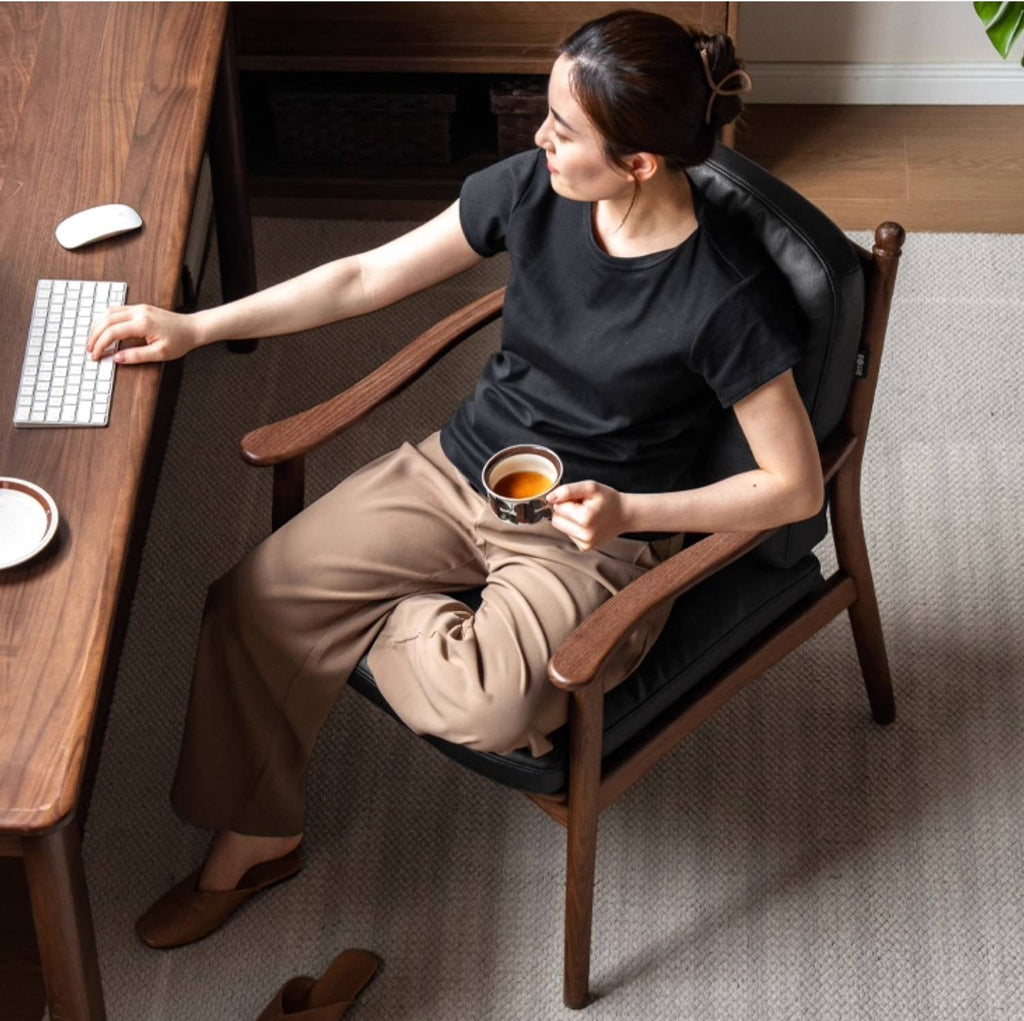 Black Walnut Solid Wood Light Luxury Style Soft Armchair