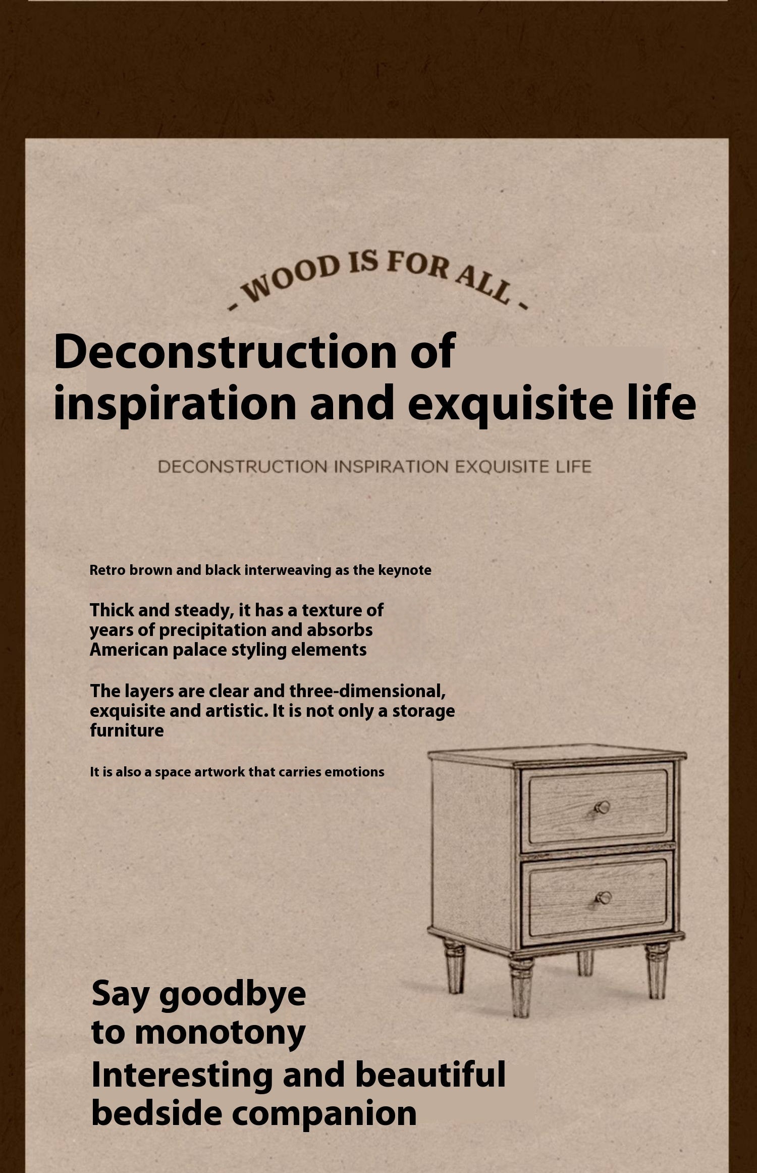 Oak Solid Wood American Retro Nightstand