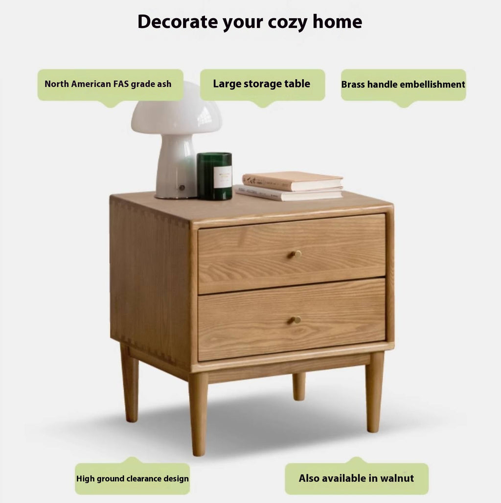 Ash, Cherry Solid Wood Modern Style Nightstand