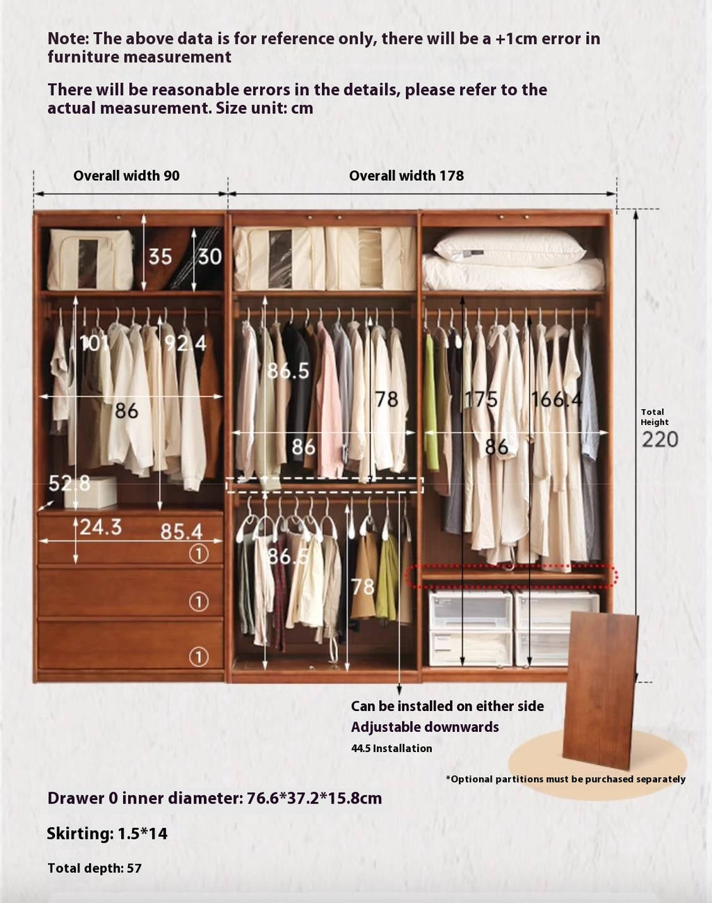 Oak Solid Wood Antique Style Wardrobe.