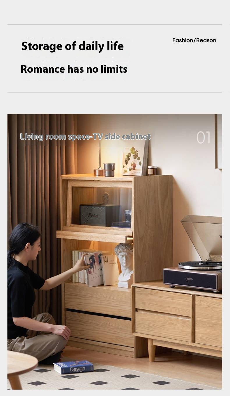 Ash Solid Wood Modern Side Cabinet