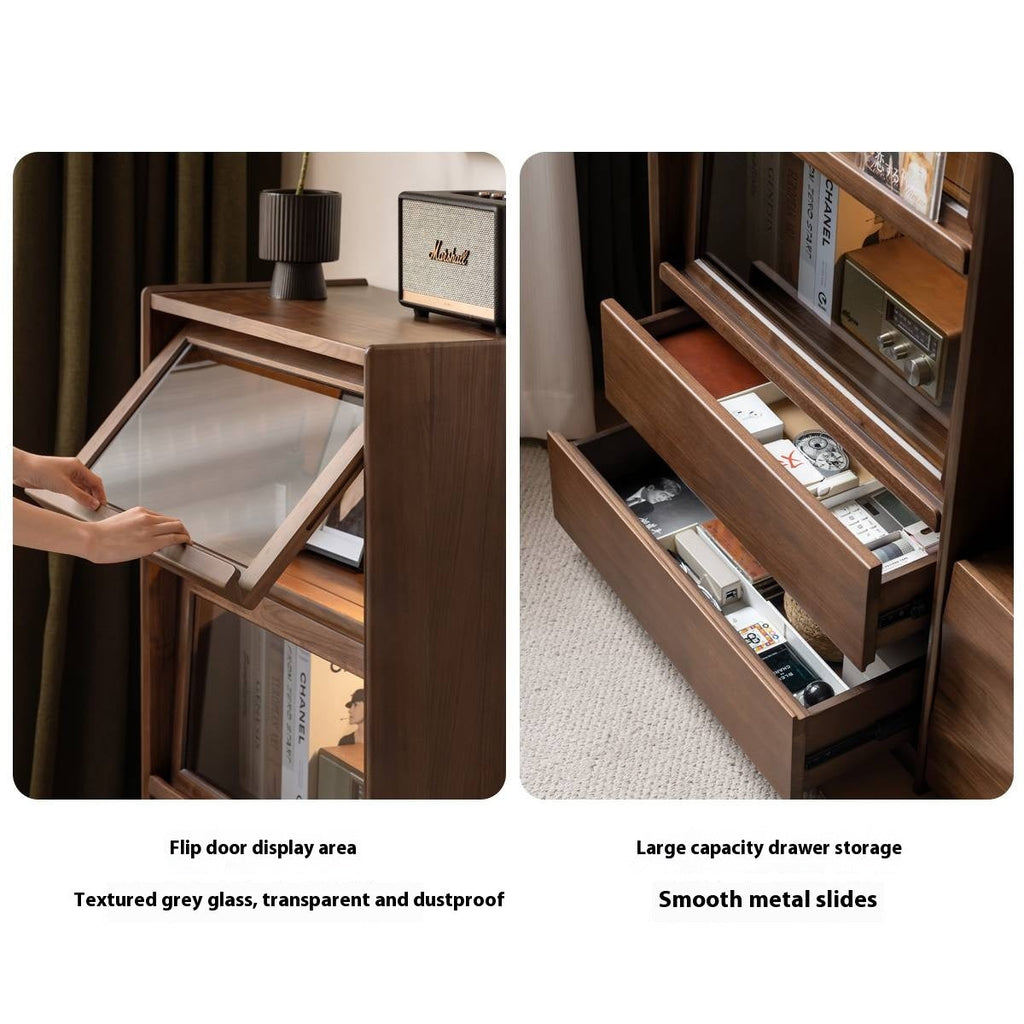 Black Walnut Solid Wood Modern Style Side Cabinet