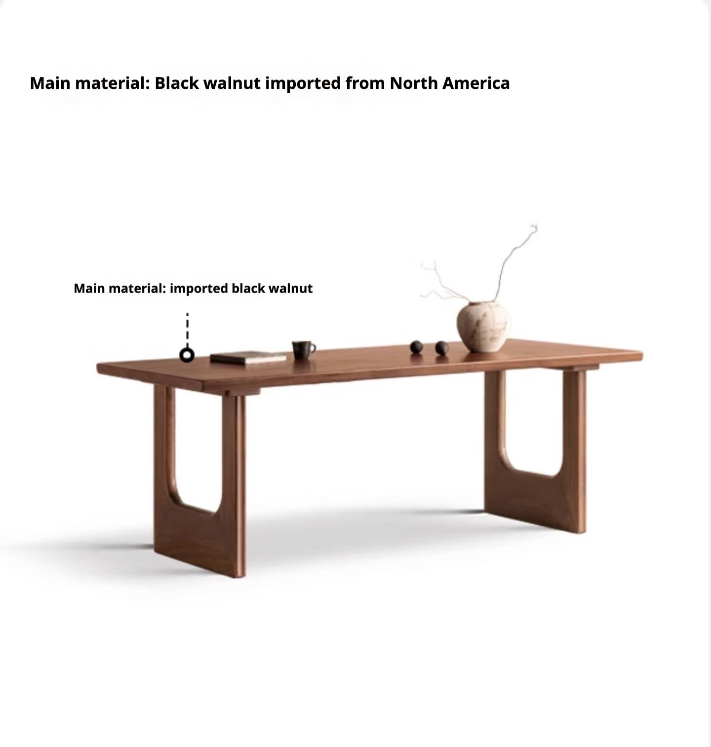 Black Walnut Solid Wood Wabi Sabi Style Large Board Dining Table