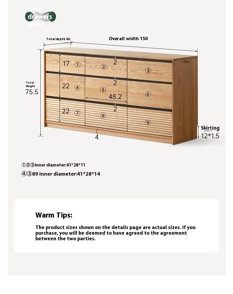 Oak Solid Wood Modern Drawer Cabinet