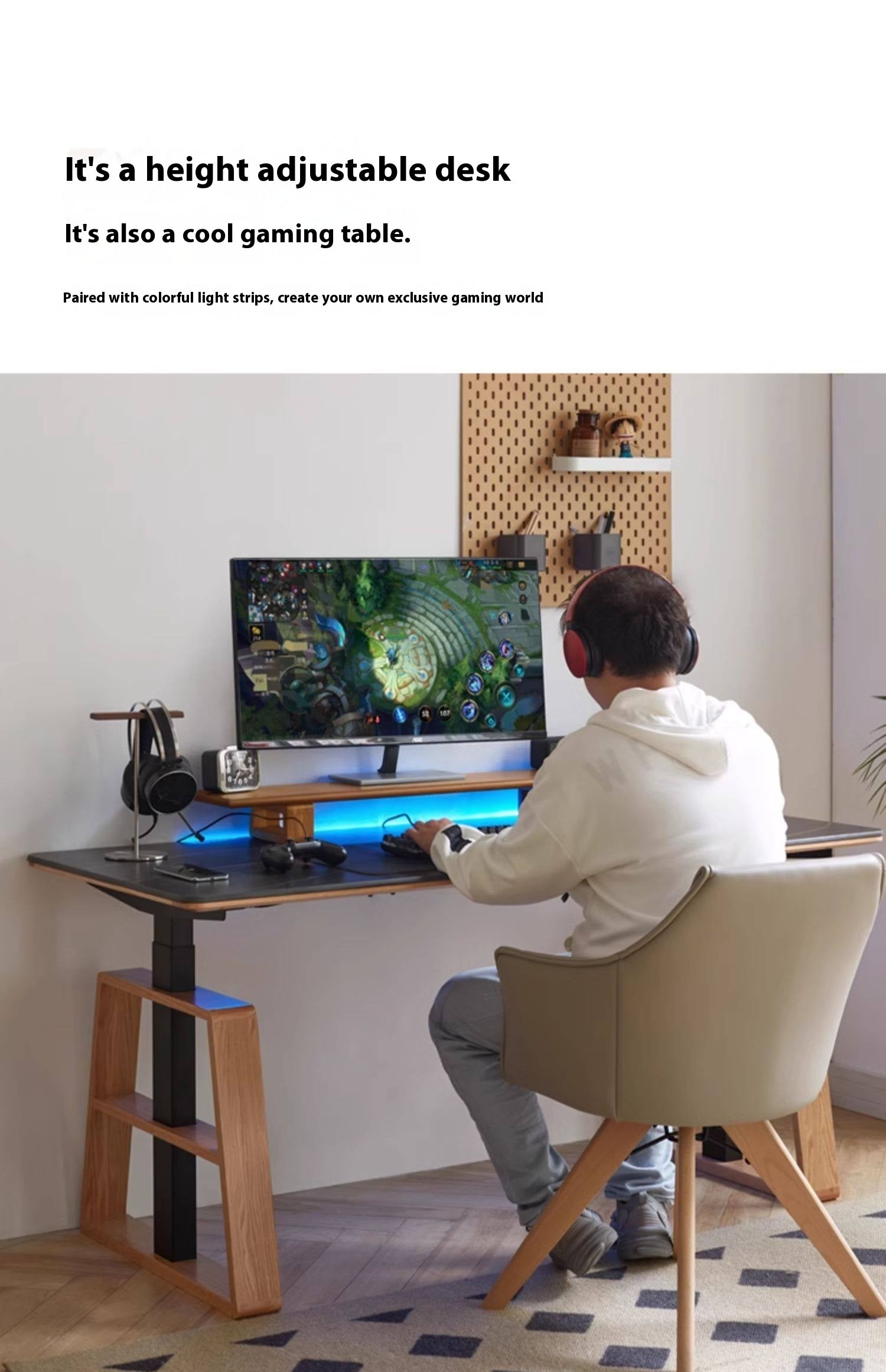 Oak Solid Wood Dual Electric Lifted Office Desk