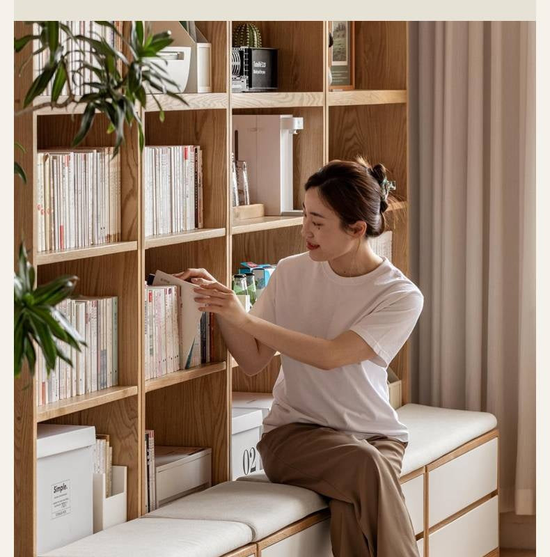 Oak Solid Wood Cream Style Study  Bookcase