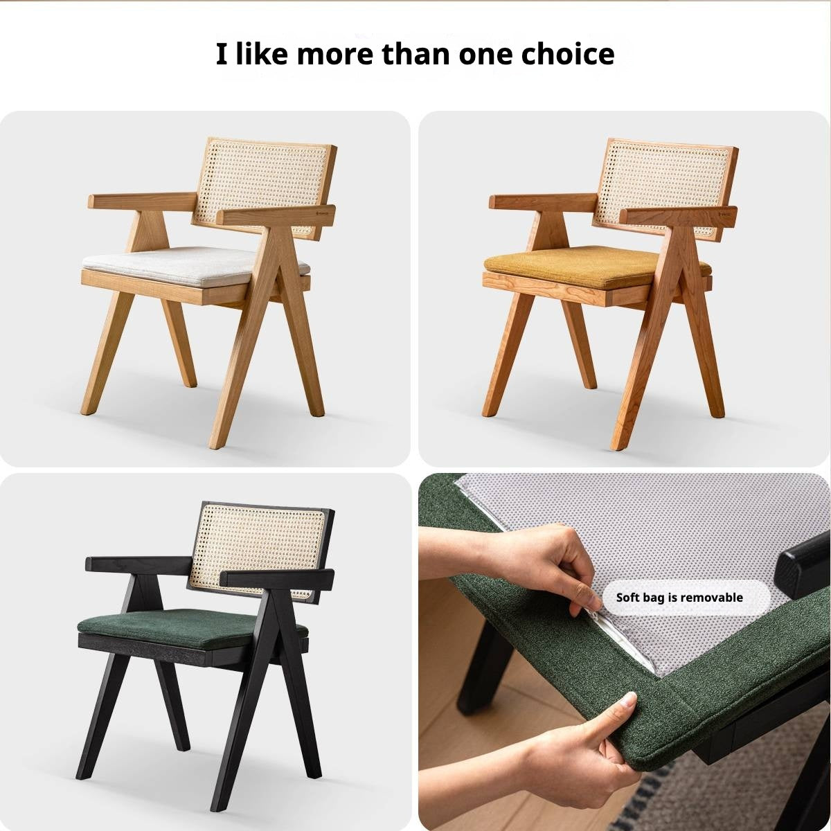 Oak Solid Wood Light Luxury Rattan Chair