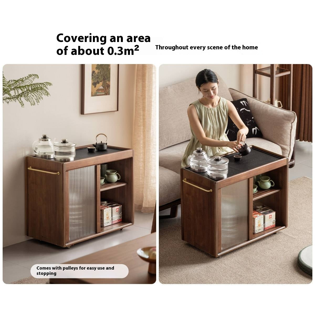 Black Walnut Solid Wood Tea Cabinet