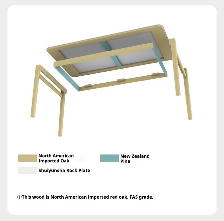 Oak Solid Wood Modern Rock Plate Dining Table