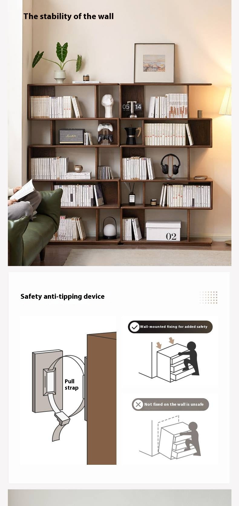 Oak Solid Wood Partition Rack Antique Shelf