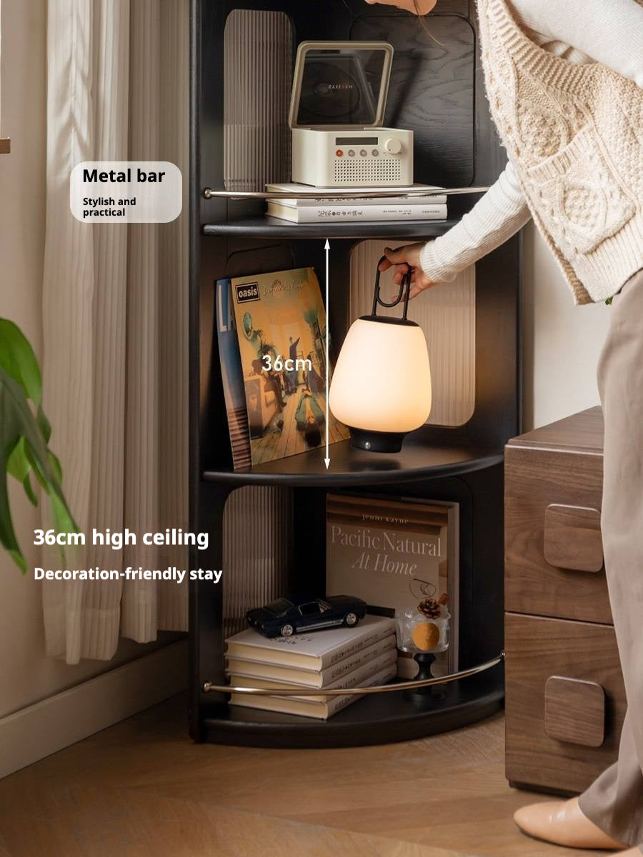 Oak Solid Wood Bauhaus Style Wall Mounted Corner Bookshelf