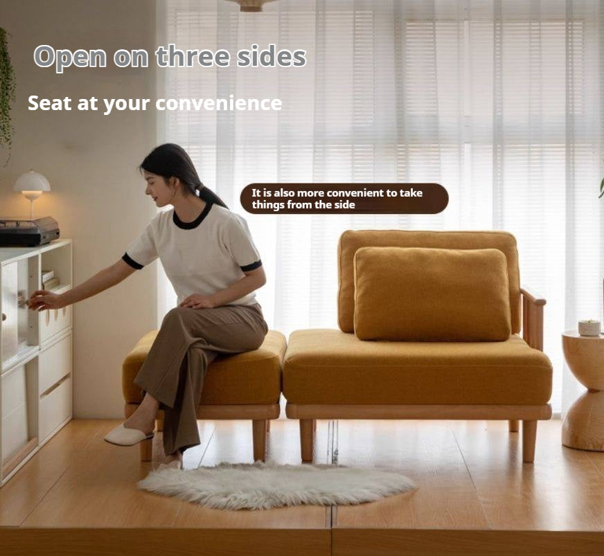 Beech Solid Wood Fabric Sofa Free Combination