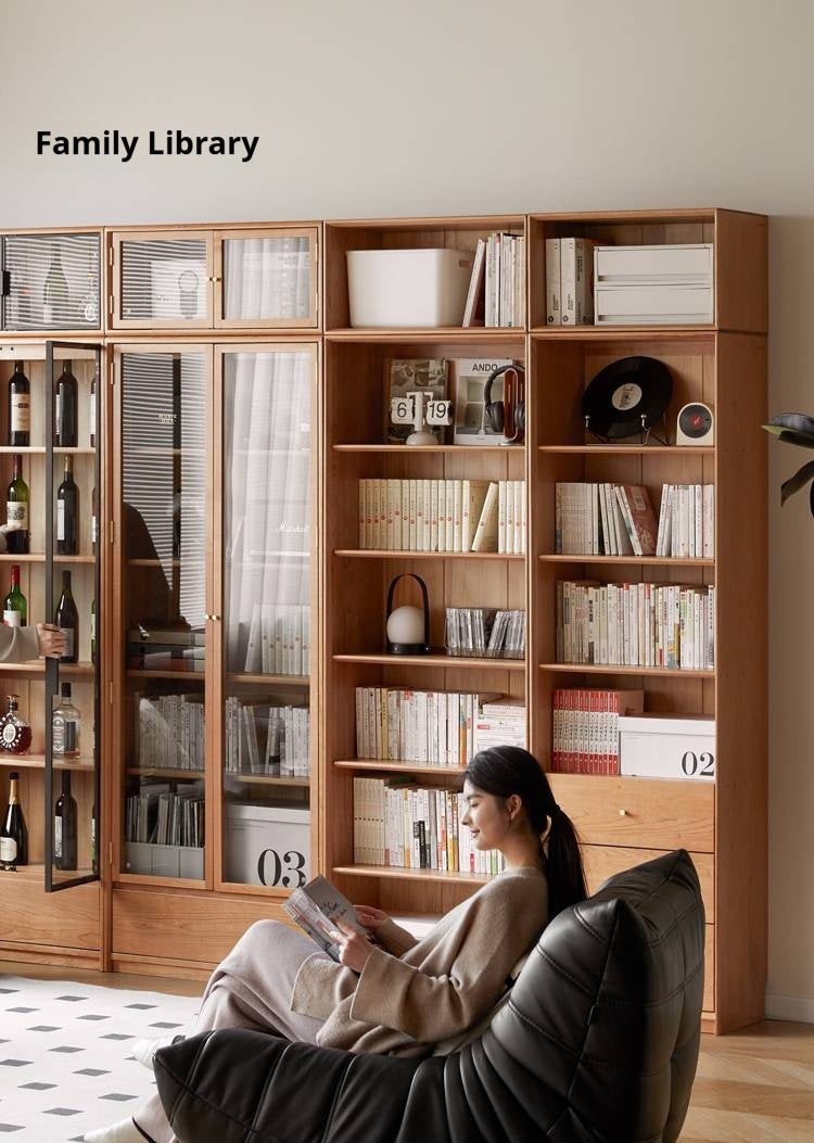 Cherry Solid Wood Bookcase Cabinet Display