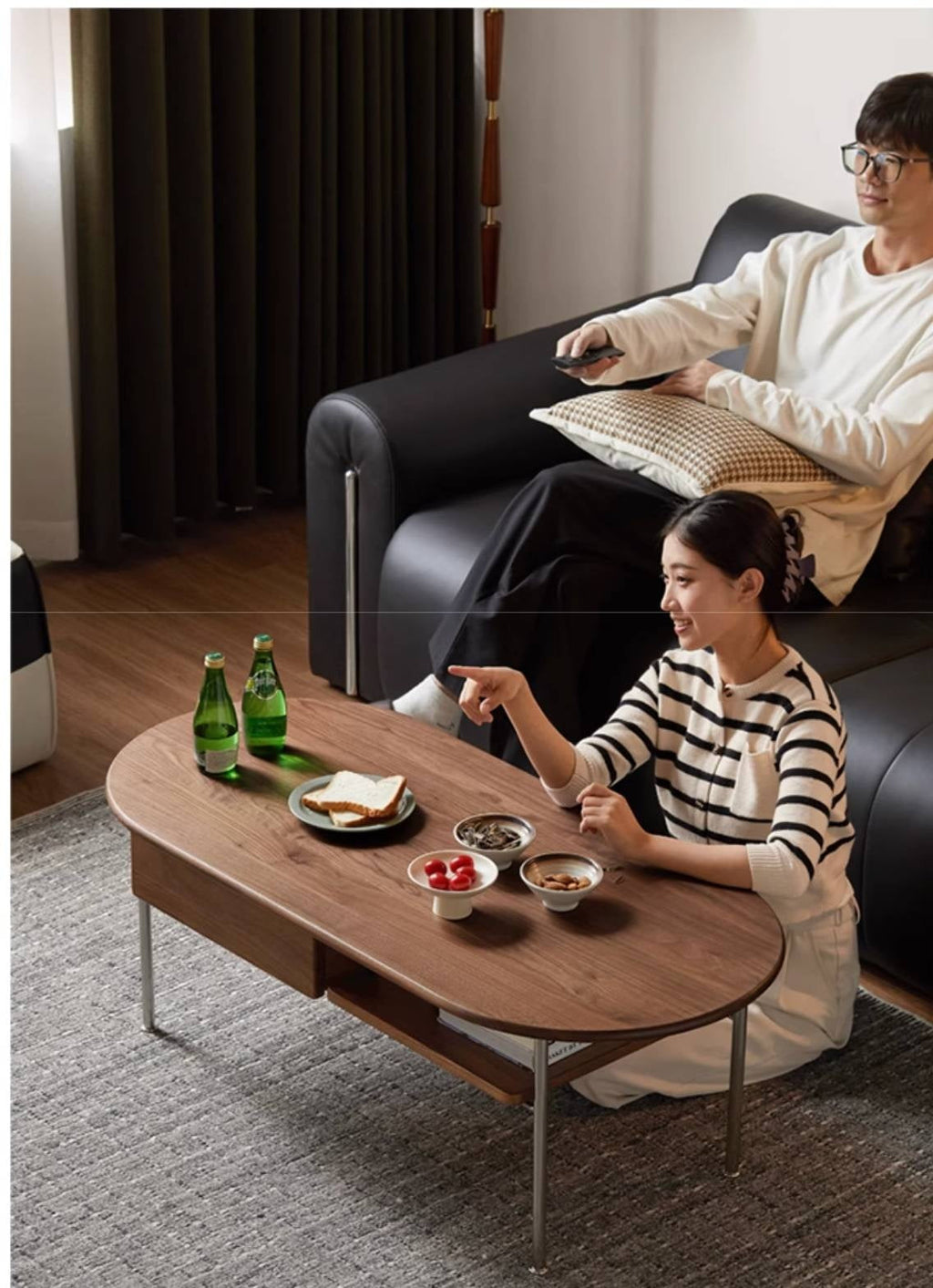 Black Walnut Solid Wood Italian Light Luxury Style Coffee Table