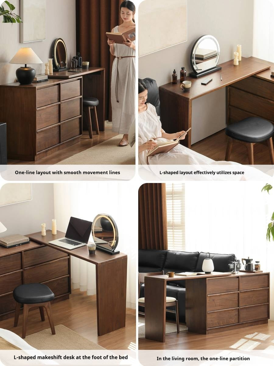 Black Walnut Solid Wood Light Luxury Dressing Table