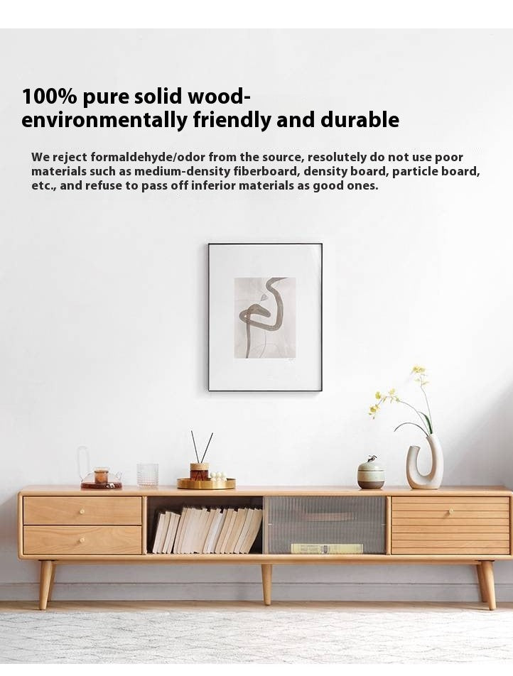 European Beech Solid Wood Floor TV Stand