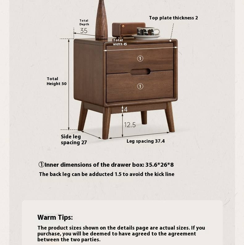 Black Walnut Solid Wood Modern Style Nightstand