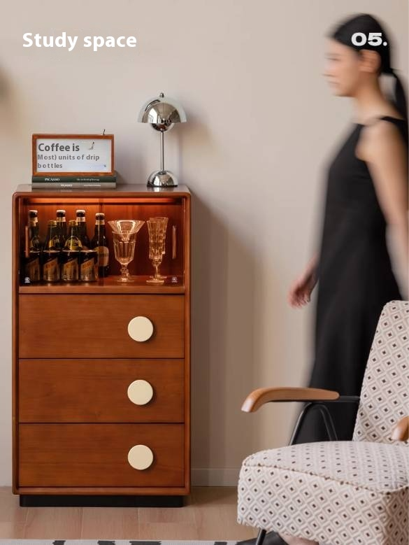 Poplar Solid Wood Antique Style Floor Side Cabinet