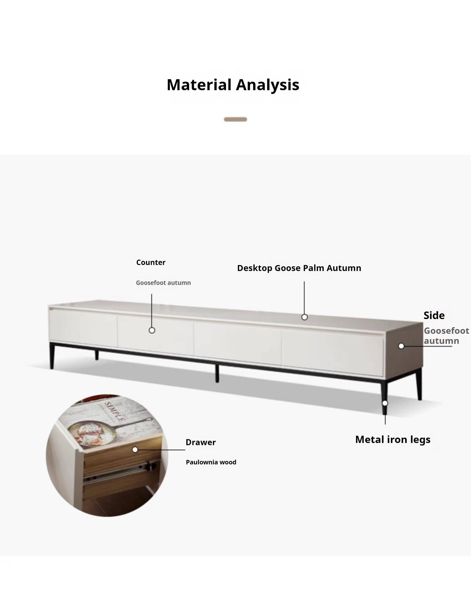 Poplar Solid Wood Cream Style TV Cabinet