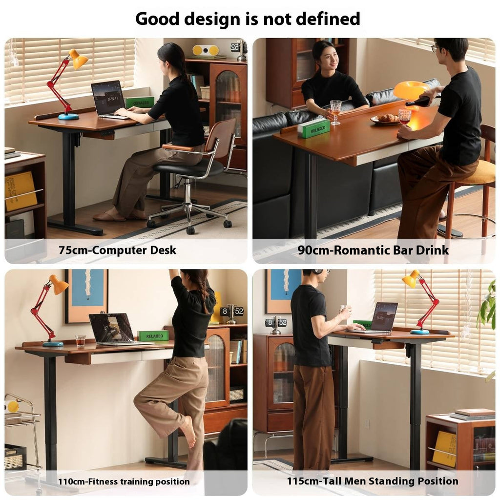 Poplar Solid Wood Antique Style Office Desk With Electric Lift