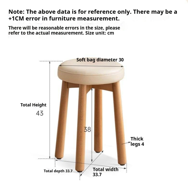 Solid Rubberwood Modern Soft Makeup Stool