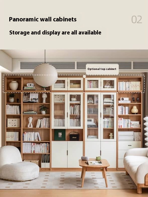 Oak Solid Wood Bookcase Storage Style Floor High