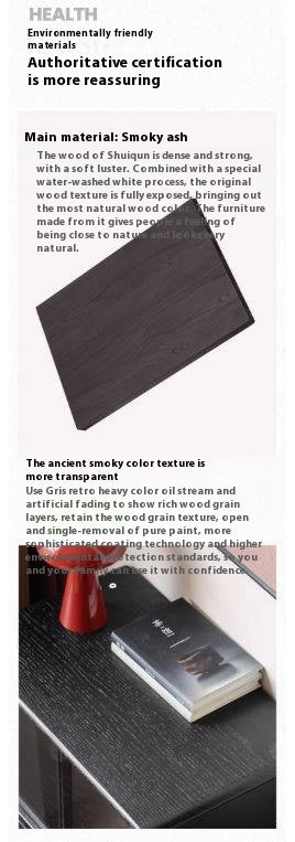 Ash Solid Wood Black Floor Standing Side Cabinet