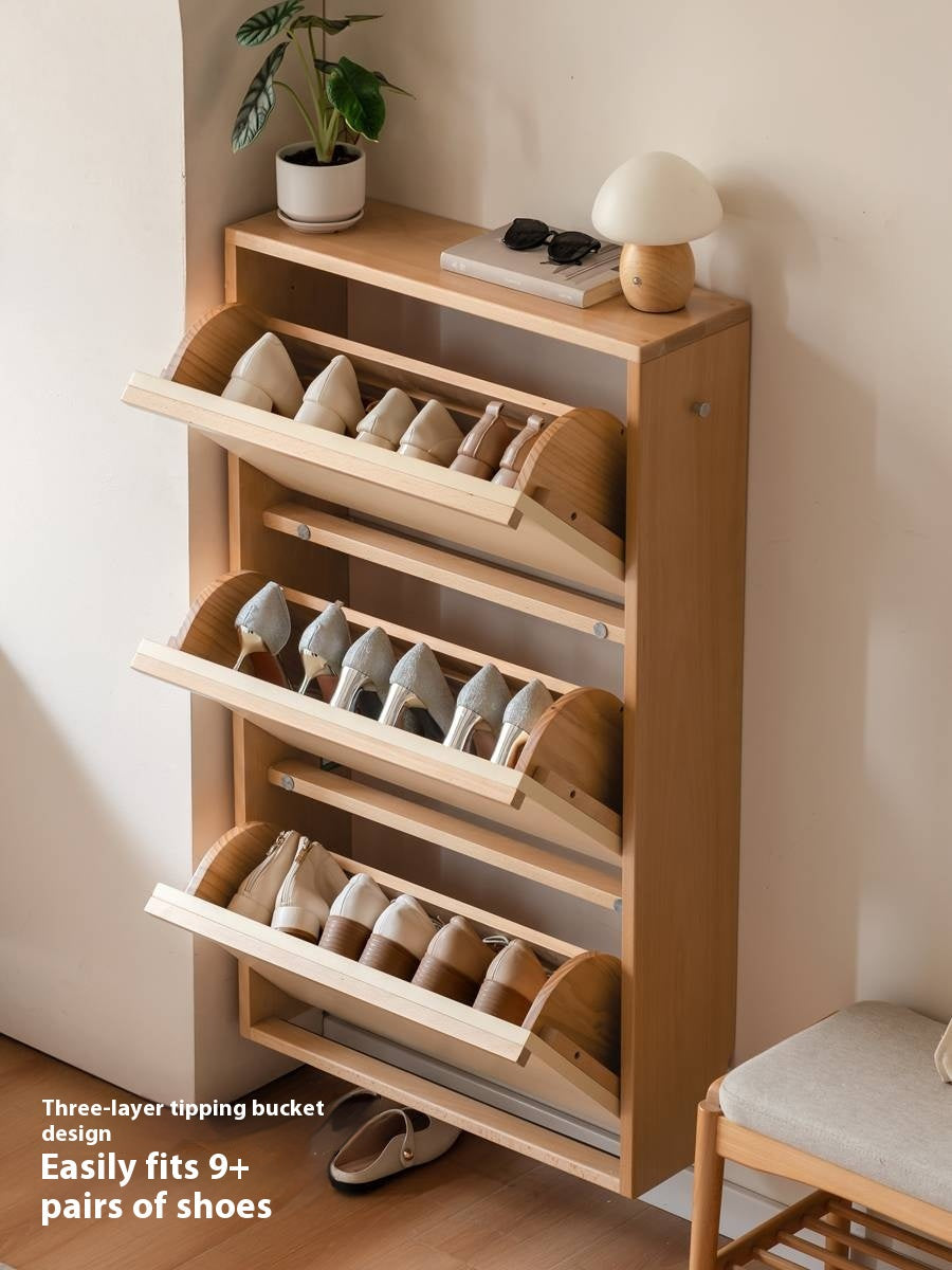 Beech Solid Wood Shoe Cabinet Hallway Cabinet