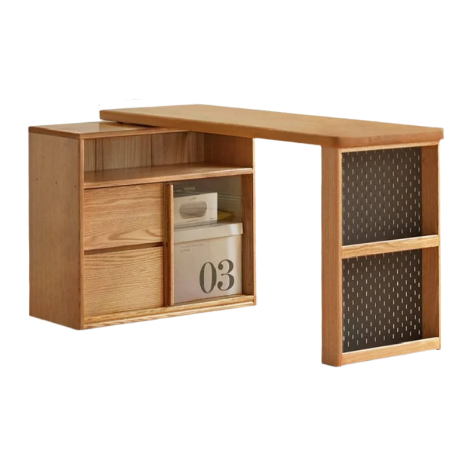 Oak Solid Wood Corner Office Desk