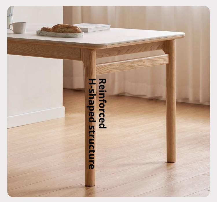 Oak Solid Wood Modern Rock Plate Dining Table