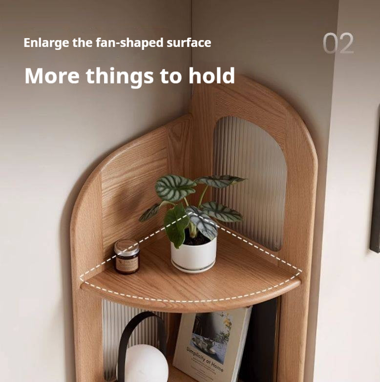 Oak Solid Wood Bookshelf Household Corner  Storage Rack