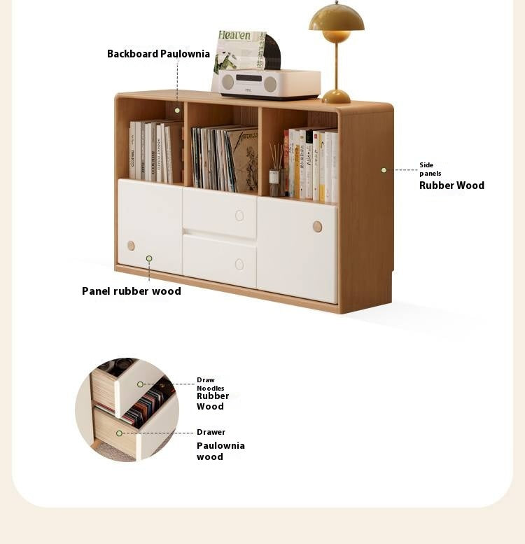 Solid Rubberwood Bookcase Cabinet