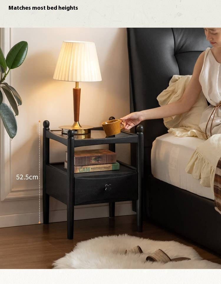 Cherry, Oak Solid Wood French Retro Nightstand