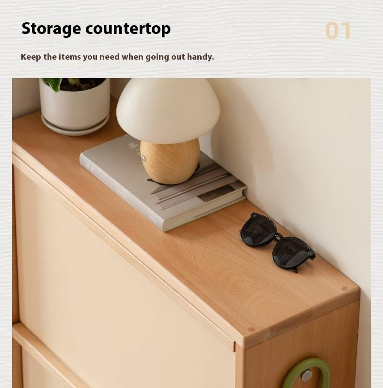 Beech Solid Wood Shoe Cabinet Hallway Cabinet