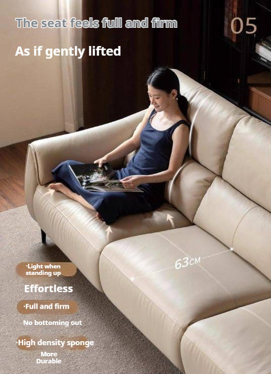 Leather Top Layer Cowhide Retractable Electric Sofa