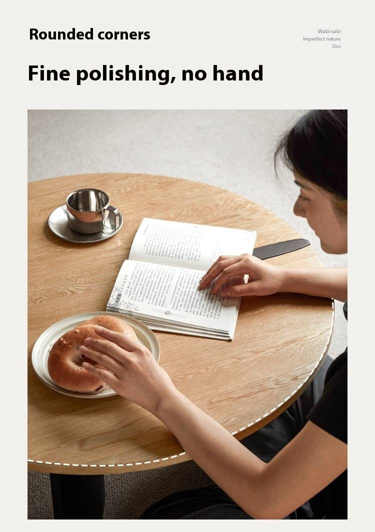 Poplar Solid Wood Wabi-Sabi Style Creative Round Coffee Table