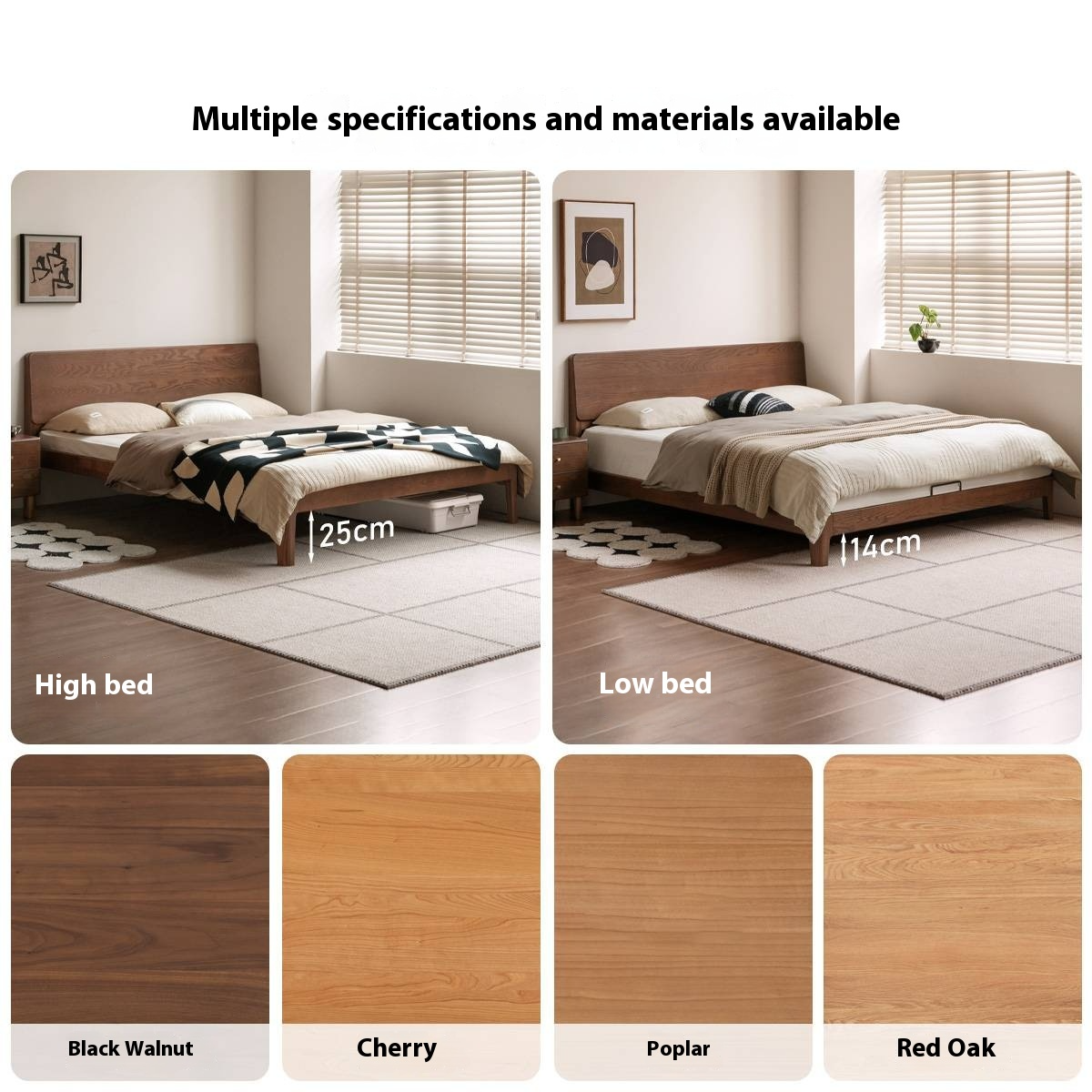 Oak Solid Wood Bed Modern