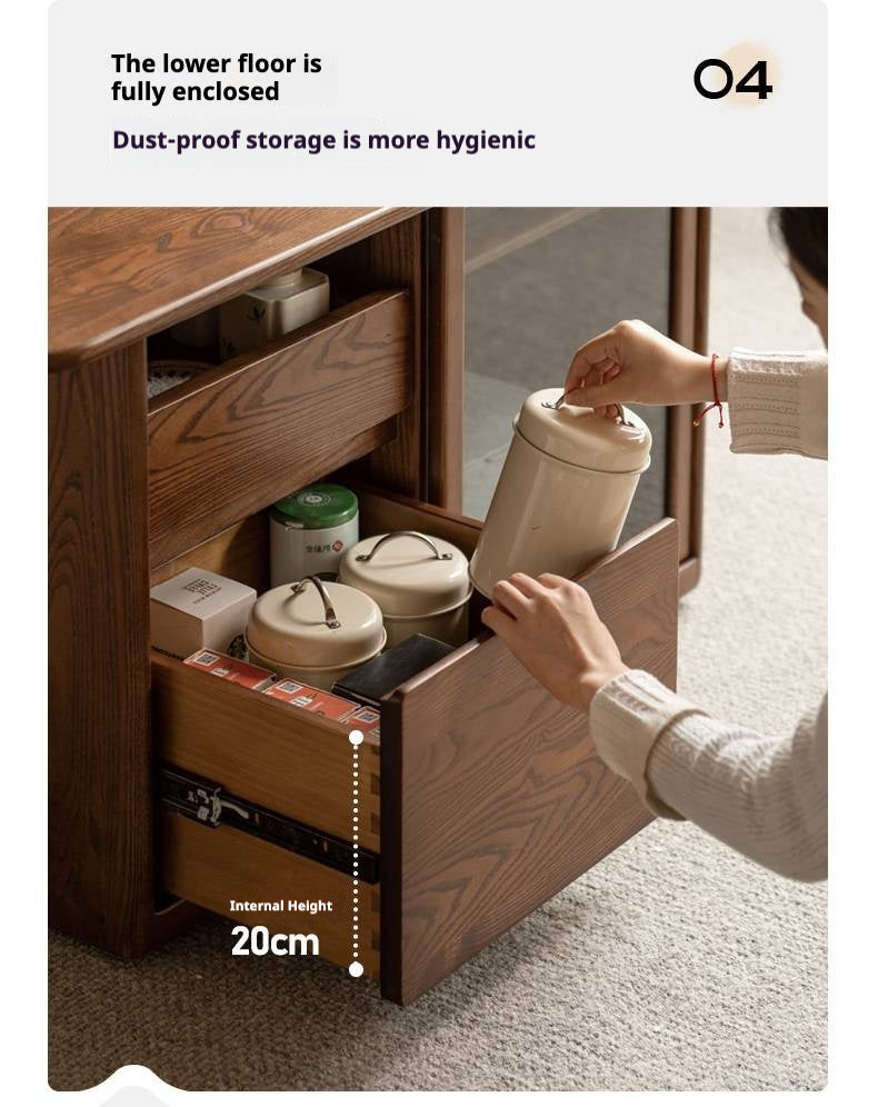 Ash Solid Wood Mobile High Tea Table