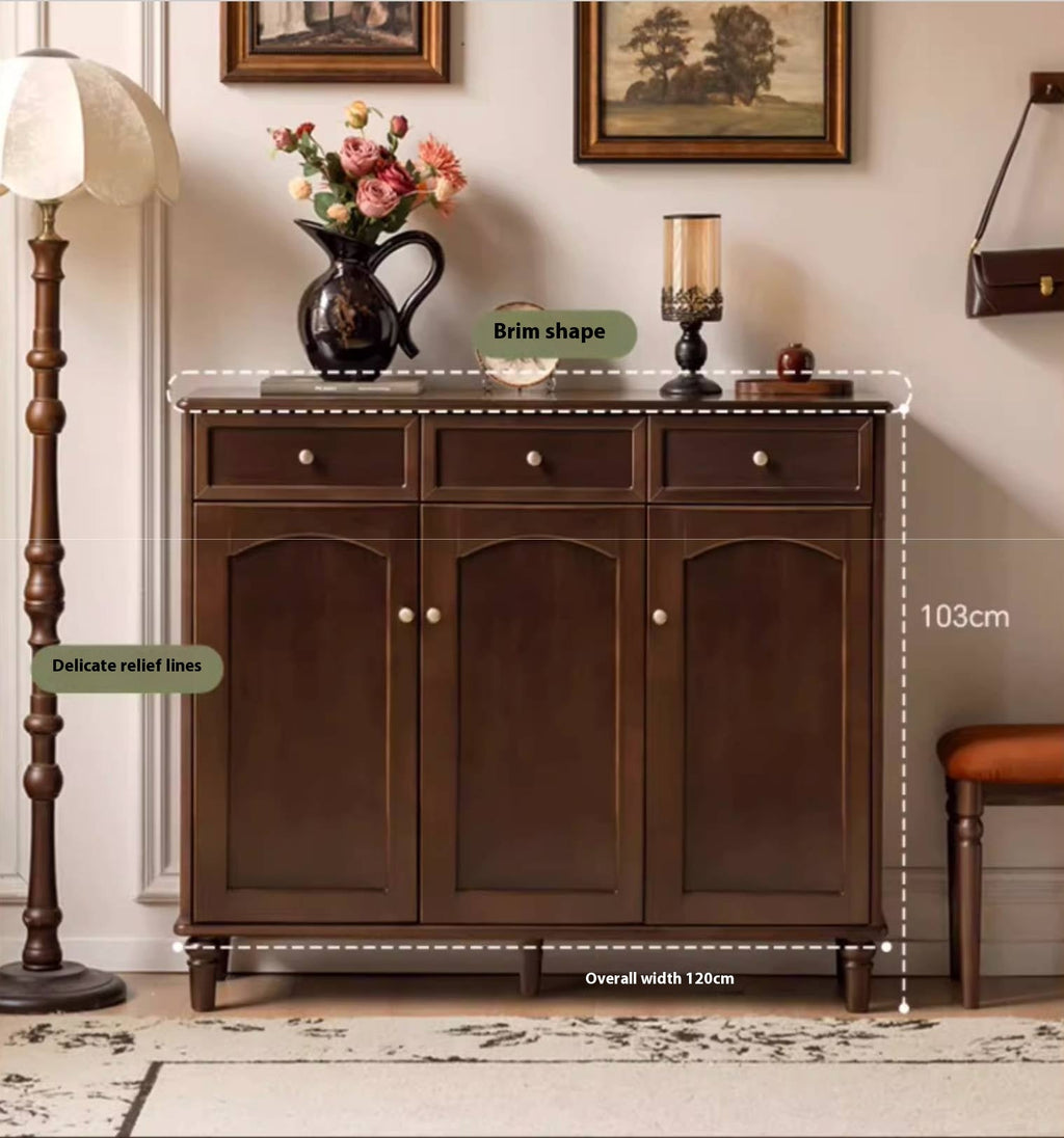 Poplar Solid Wood American Retro Shoe Cabinet