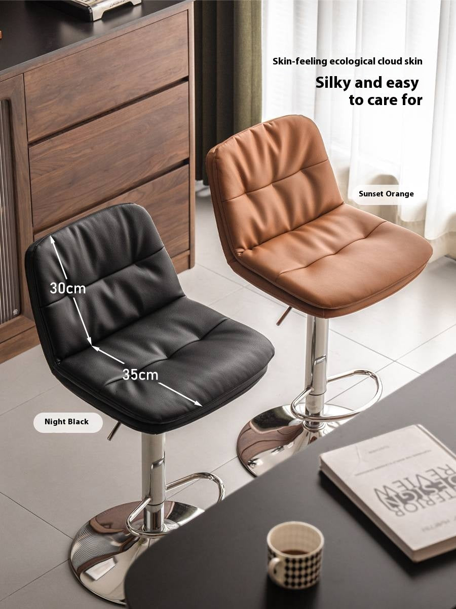 Leather High Backrest Rotating Bar Chair