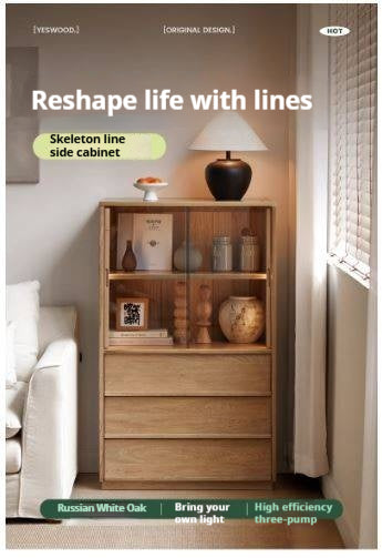 Oak Solid Wood Modern Side Cabinet