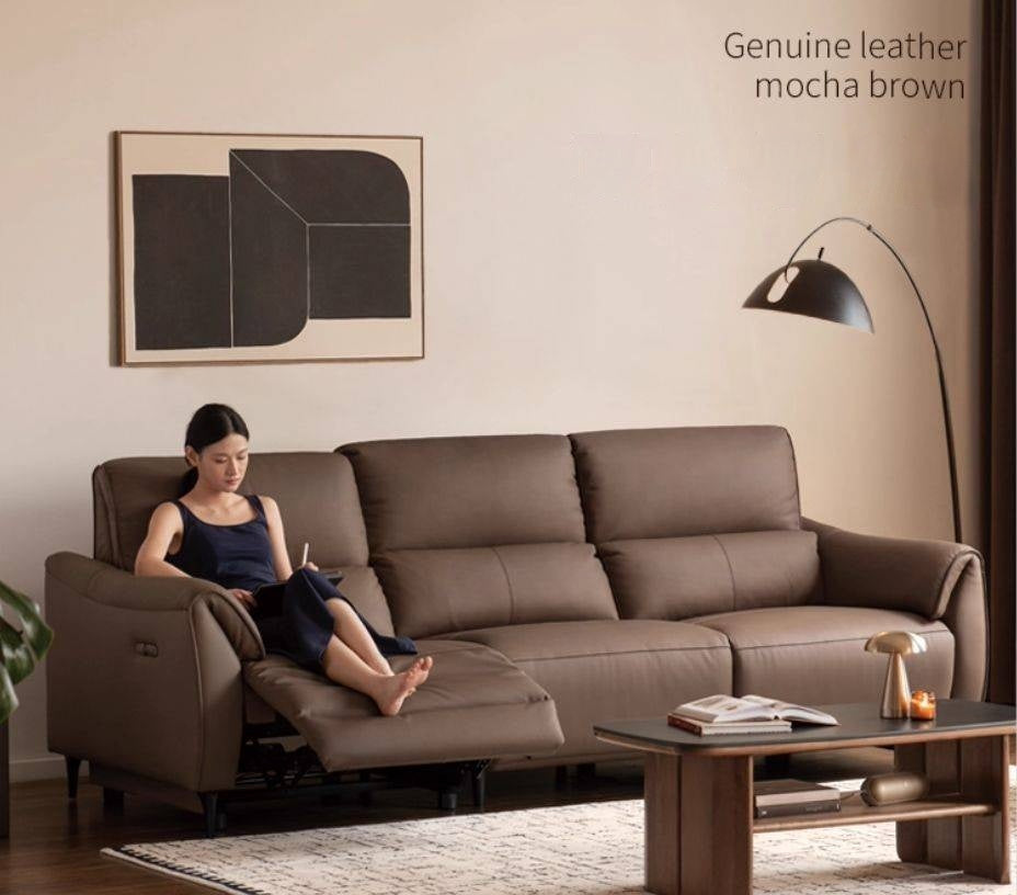 Leather Top Layer Cowhide Retractable Electric Sofa
