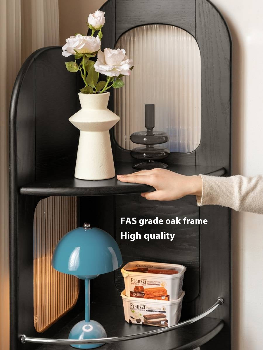 Oak Solid Wood Bauhaus Style Wall Mounted Corner Bookshelf