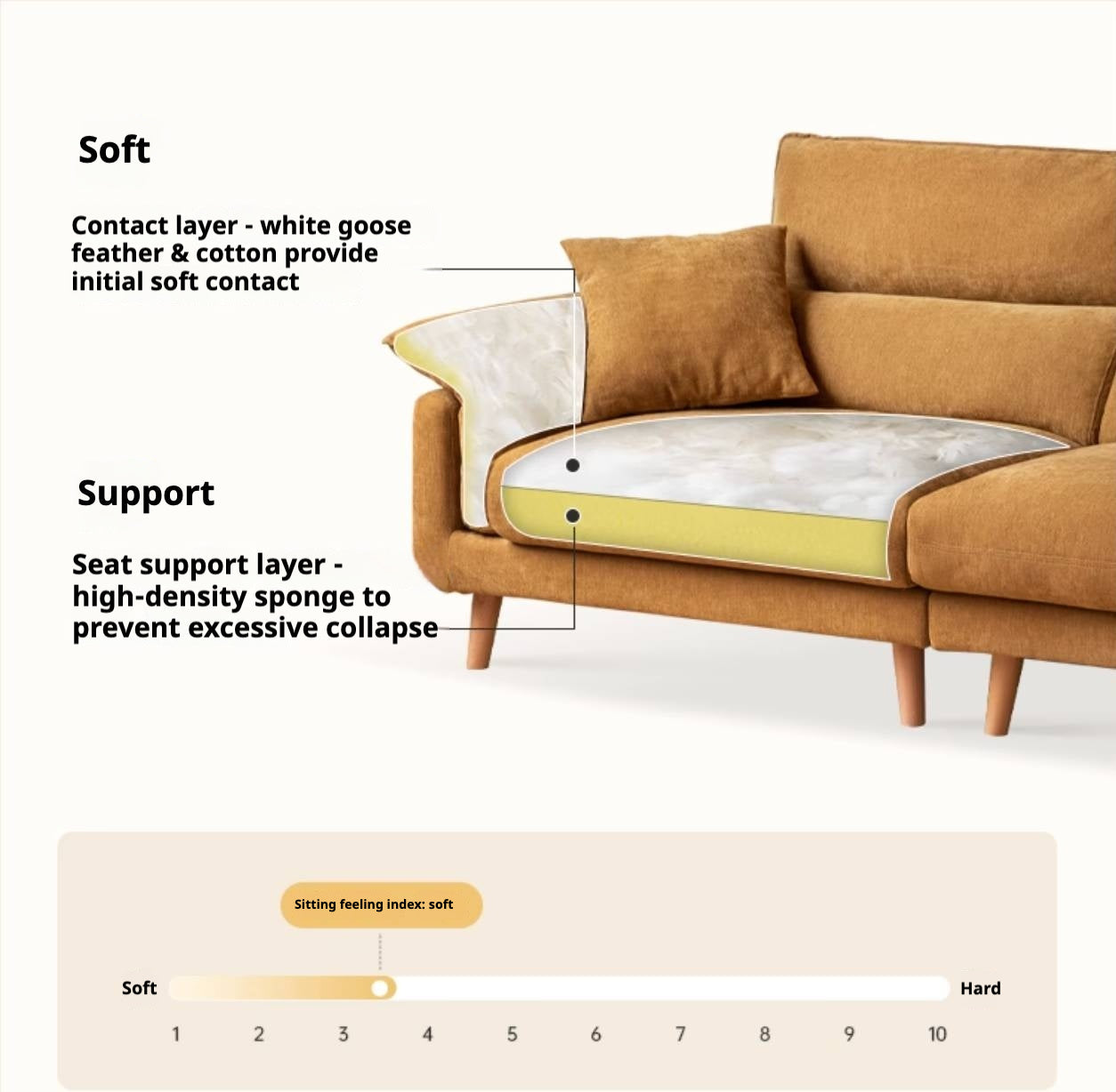 Fabric Sofa Simple High Backrest-